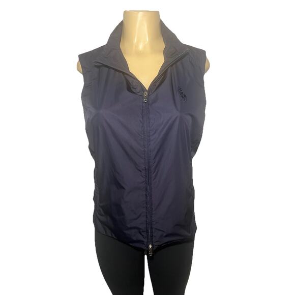 Ralph Lauren Golf Women's Vest Large Full Zip Navy Blue Large Logo Activewear - Picture 1 of 14